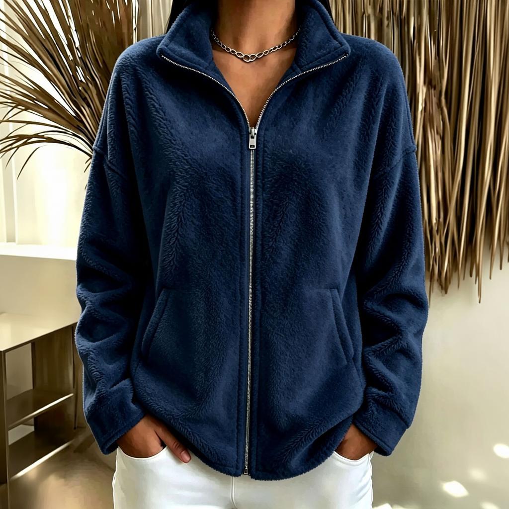 Women's Zip Up Sweatshirt Color Loose Fit Casual Top