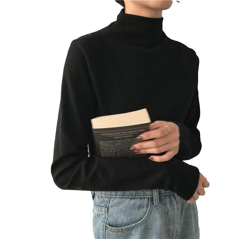 

Тонкая бархатная однотонная рубашка с полуворотником для женщин на осень и зиму, корейская женская футболка с длинными рукавами для женщин, новые теплые топы One size