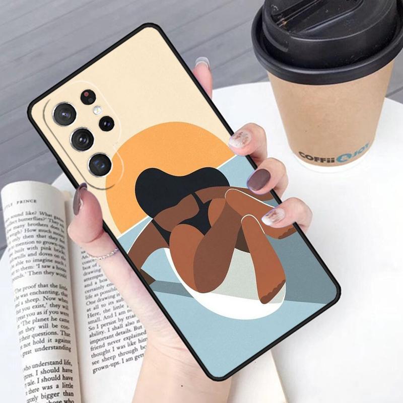 Surfing Art Surf Girl Phone Case Cover For Samsung Galaxy S24 S25 Ultra S21 S22 Ultra S10E Note 10 Plus Note 20 FE S23