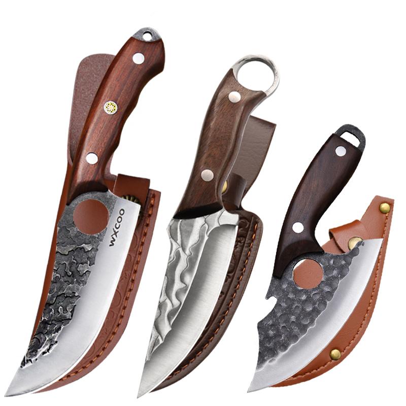 Three-piece Slaughter Knife Boning Knife Hammer Carving Knife Hand-forged Multi-function Cutlass Professional Chef's Knife
