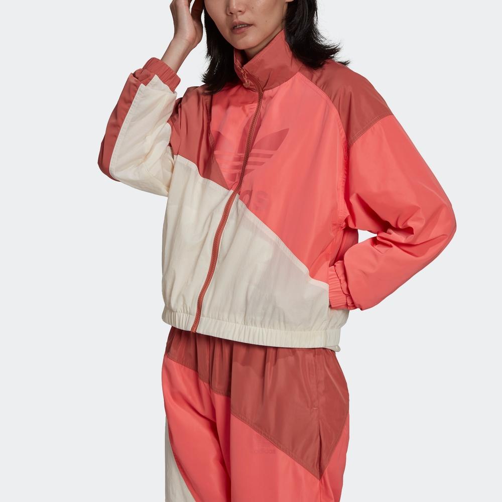adidas Originals Women's Color Block Windbreaker Jacket Pink/White HC4621