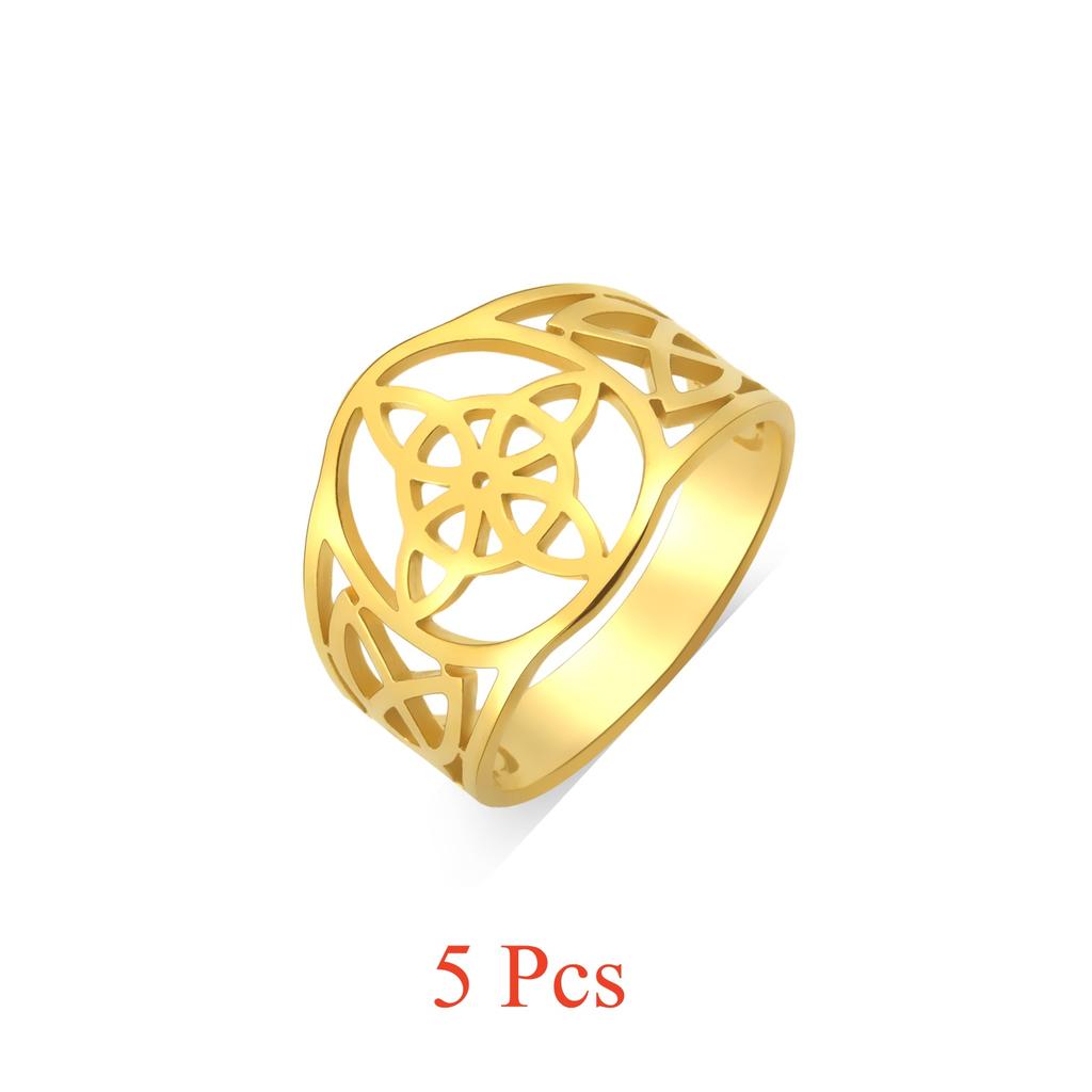 LIKGREAT Roestvrij Staal Heksenknoop Ring voor Vrouwen Wicca Pagan Spirituele Bescherming Geluks Sieraden Koppelcadeau Trendy