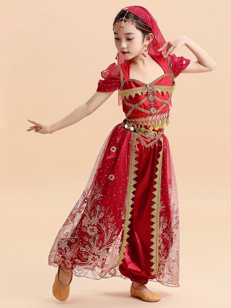 Halloween Girls Dancing Dress Palace Princess Aladdin Lamp Kids Costume Set Princess Gowns Performance Clothes
