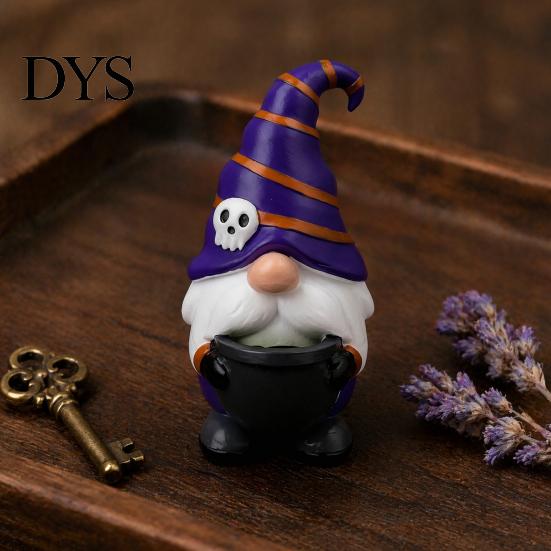 Small Resin Elf Sculptures Halloween Gnome Ornament, Spooky Faceless Figurine, Unique Whimsical Fall Table Decorations for Home Indoor Outdoor