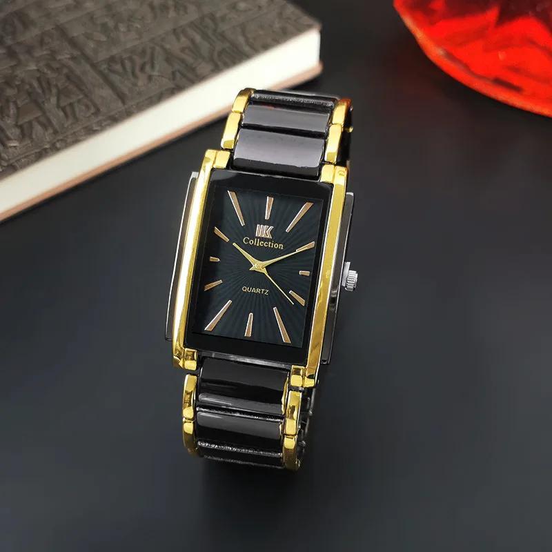 New Quartz Watches Man Fashion Luxury Business Rectangle Wristwatches Black Gold Couple Watch Gifts Reloj Hombre Montre Homme