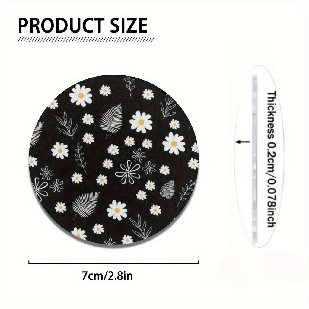 Set of 2 Daisy And Leaf Patterned Car Coasters - Interior Additions Specifically for Vehicles, Suitable for Both Cars And Home Tabletops