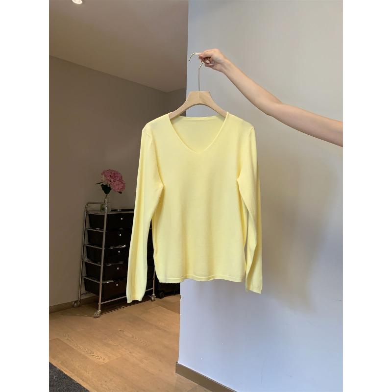 Casual Temperament Collar Loose Long-sleeved Knitted Sweater Women's Autumn New Thin Light Professional Style Inner Top