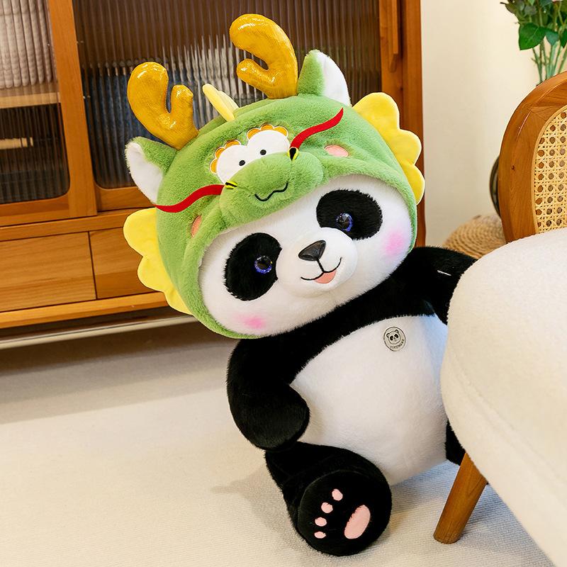 Creative Panda Dragon Dragon Plush Toy Claw Machine Doll Dragon Hat Panda Zoo Dragon Year Mascot