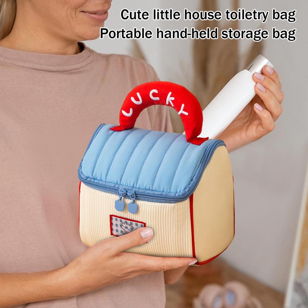 Cute House,Shaped Toiletry Bag Large Capacity Portable Makeup Organizer For Women