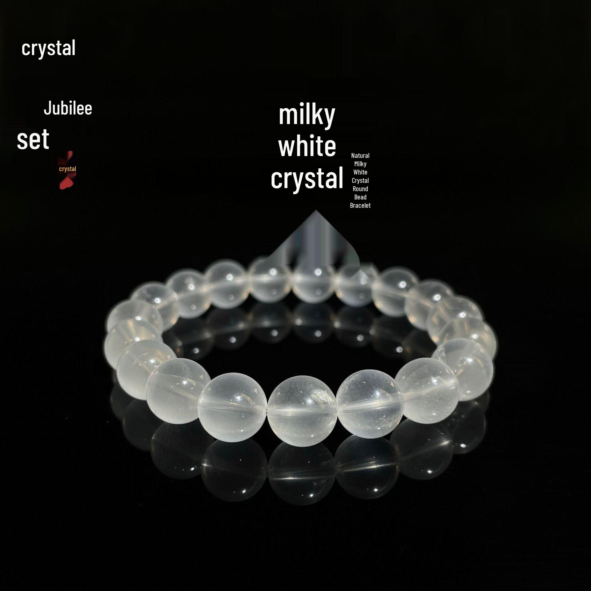 Milky White Crystal Beaded Bracelet 7mm