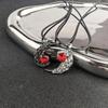 Red Rhinestone Feather Couple Necklace Valentine's Day Jewelry Gifts for Women Men Angle Devil Pendant Necklaces Accessories