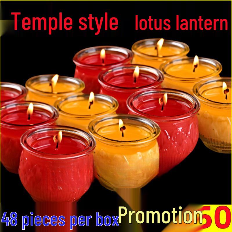 Lotus Flat Mouth Oil Lamp for Home Buddha Altar - Smokeless Everlasting Offering 12 pcs
