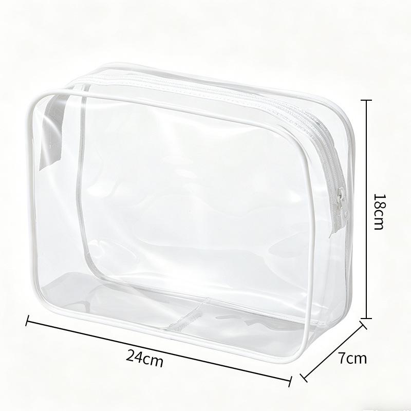 Set of Four Large PVC Toiletry Bags - Transparent, Waterproof, Dustproof, Zippered.