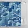 Graceful Crane & Black Background Waterproof Shower Curtain - Elegant Asian Art Design for Sophisticated Bathroom Decor