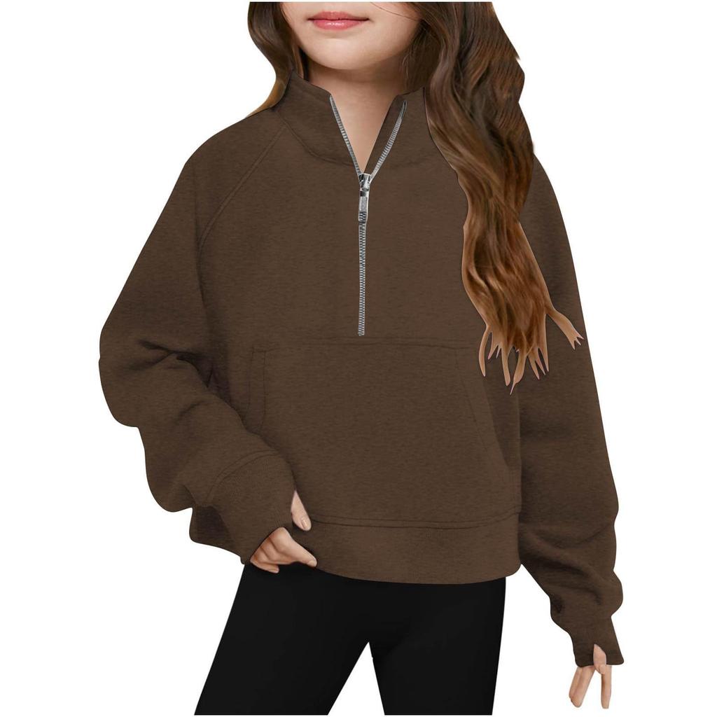 Children's Fashionable Sports Stand-up Collar Half-Zip Sweatshirt Long Sleeve Loose-fitting Top