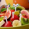 10pcs/set Mini Eye Cartoon Expression Fruit Fork Plastic Fruit Toothpick For Children Harmless