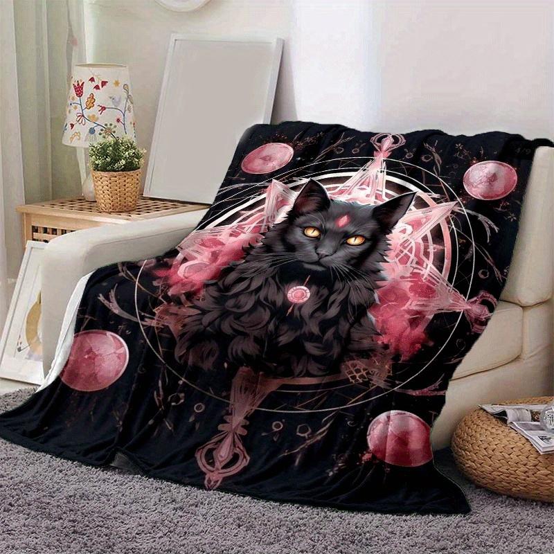 1pc Cat Printing Lightweight Flannel Blanket, Comfortable and Warm Blanket, for Camping Sofa Bed and Couch Office, Gift