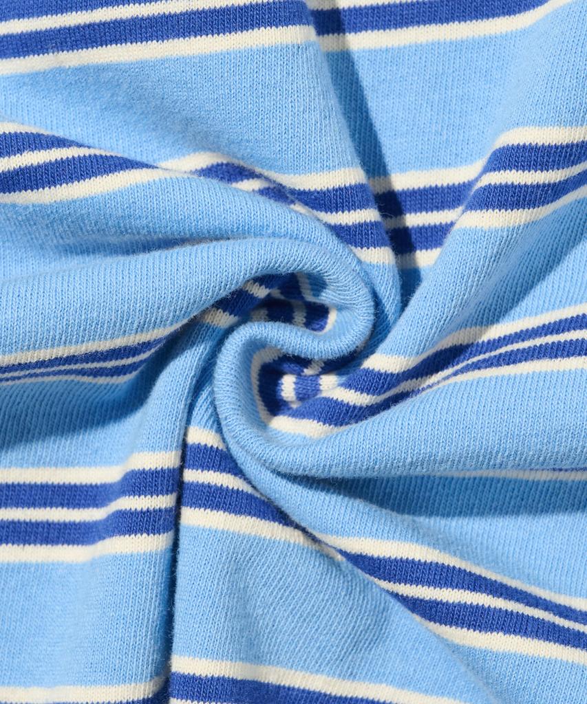 TAILOR STUDIO Classic Striped Short Sleeve T-Shirt (Blue)
