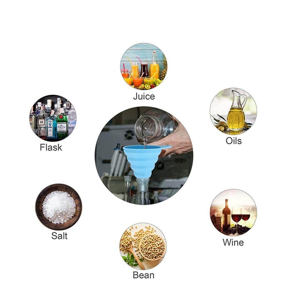 4Pcs Drain Foldable Funnel Mini Collapsible Funnel Multifunctional Silicone Funnel  Beer Dispensing