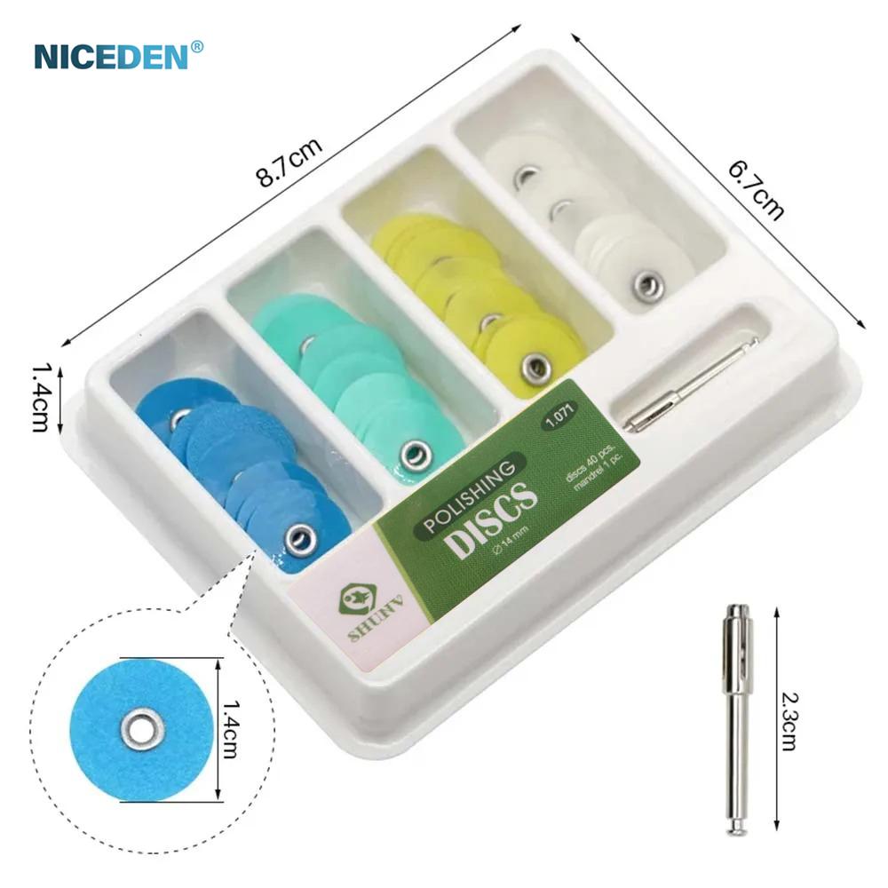 NICEDEN 40Pcs/box Dental Polishing Discs Dental Composite Polishing Disc Gross Reduction Contouring Mandrel Stripes Set
