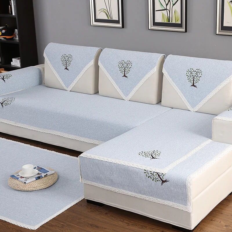 Cotton and linen fabric sofa cushions, non-slip cushions, all-season universal, simple, modern cotton and linen woven cushions