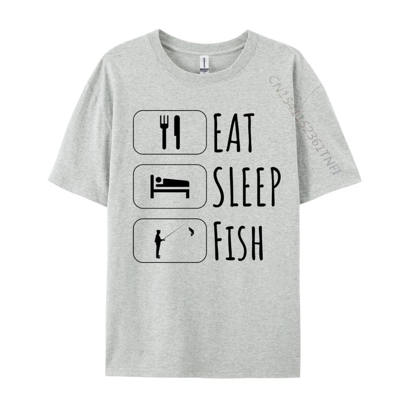 Eat Sleep Fish Repeat Tshirt Hip Hop Fashionable Tops Shirts Adult TShirt Red And Black Graphic T Shirt