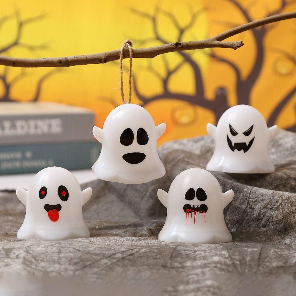 Luminous Halloween Ghost Lamp Plastic Mini Ghost Light Creative LED Candle Light Yard Decor