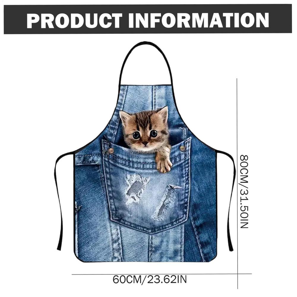 Lustige Katze Aufdruck Schürze Niedliche Wasserdichte Küchenschürzen mit Trägern Neuartige Geschenke für Frauen Männer Kochen Backen Pflege BBQ Party