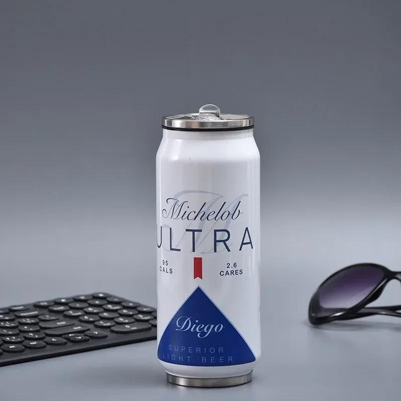 500ML Termoska se slámkou Cola plechovka Termoska na kávu Pivní láhev 304 Nerezová ocel BEER Cold Keeper Nádoba na pití Garrafa Térmica