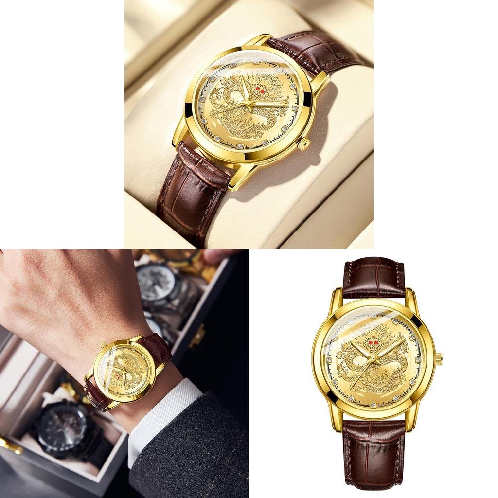 Dragonthemed Mens Wristwatch With Alloy Case And Quartz Movement For Daily Use