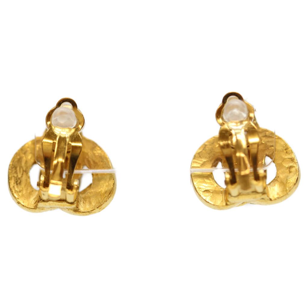 CHANEL 97P Gold Plated Heart-Shaped CC Logos Earrings Earring goldUsed