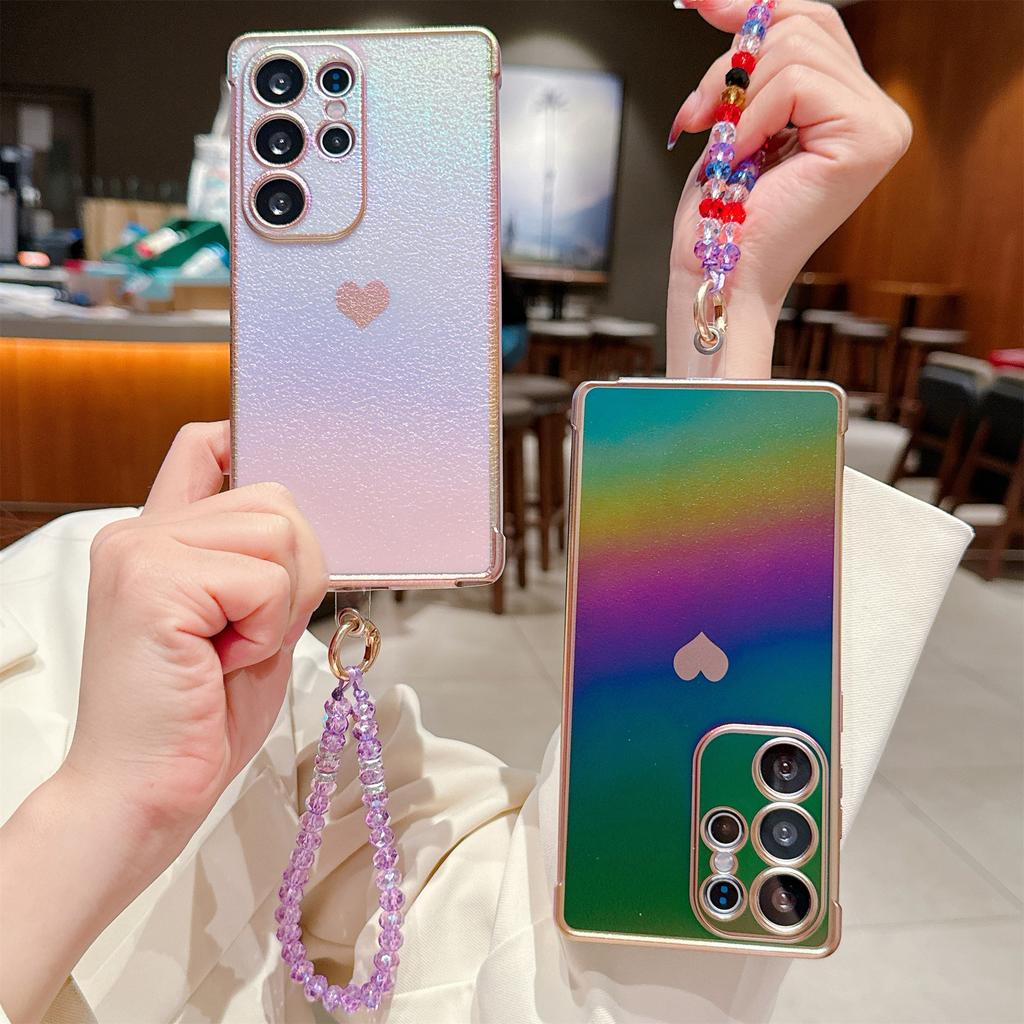 Použitelné pro pouzdro na mobilní telefon Samsung S25ultra Samsung S24 Silikonová strana Láska S23 Nová křišťálová šňůrka