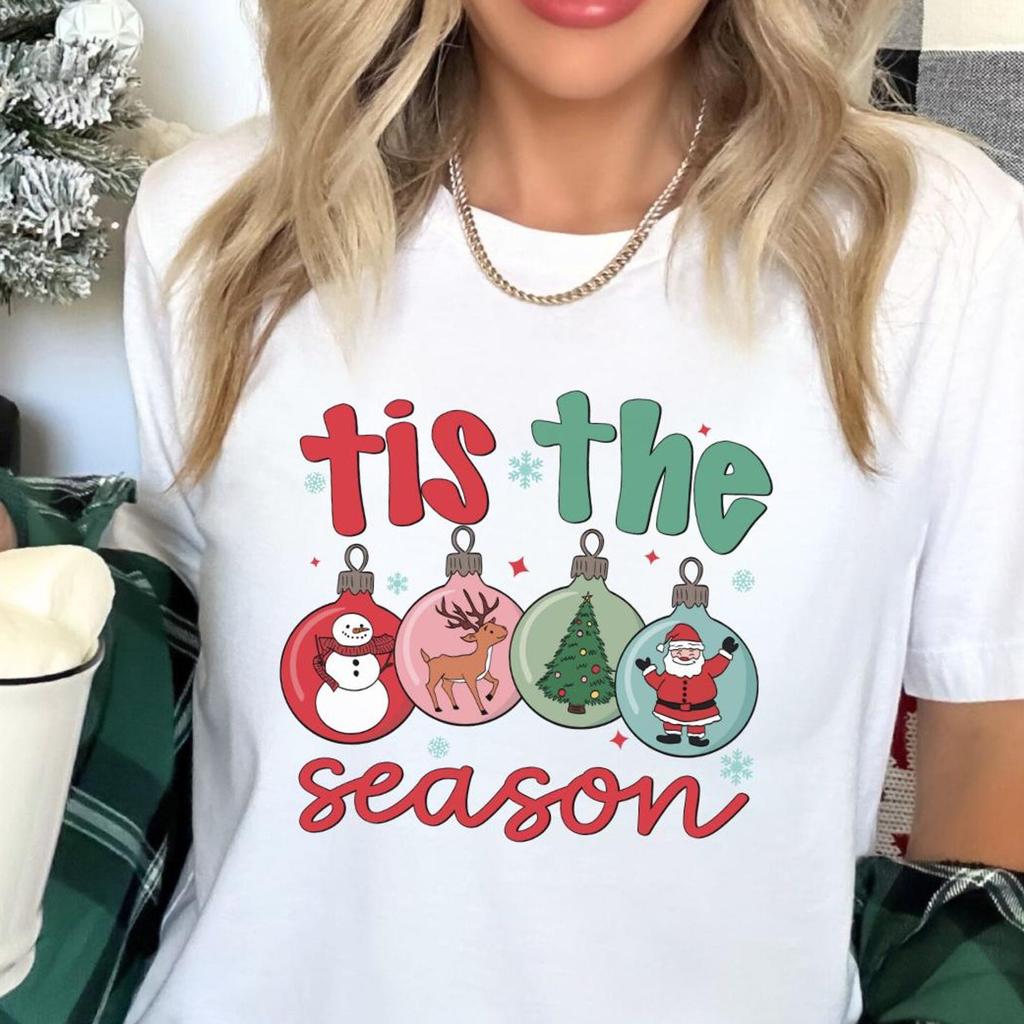 Tis The Season Ornaments Shirt, Christmas Ornaments T-Shirt, Cute Christmas Vibes Tee, Christmas Season Shirts, Funny Holiday Shirts