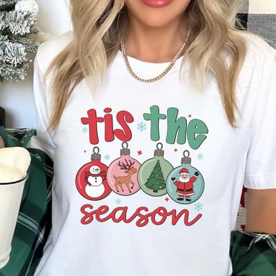 Tis The Season Ornaments Shirt, Christmas Ornaments T-Shirt, Cute Christmas Vibes Tee, Christmas Season Shirts, Funny Holiday Shirts