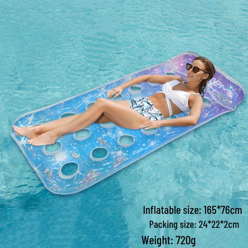 Inflatable PVC Float Recliner: Foldable Striped Swimming Bed