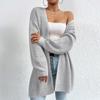 2025 Autumn/Winter Loose V-Neck Mid-Length Knit Cardigan - Solid Color