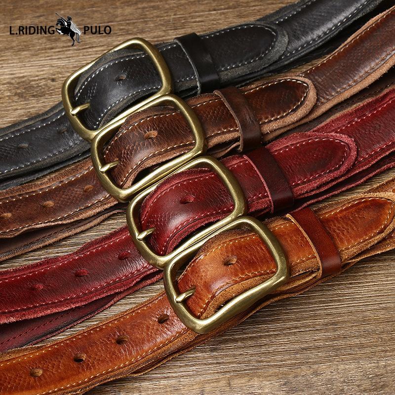 Pasek męski retro modny unikalny wzór węża z piórkową krawędzią ze skóry ze sprzączką z pierwszej warstwy skóry bydlęcej do jeansów