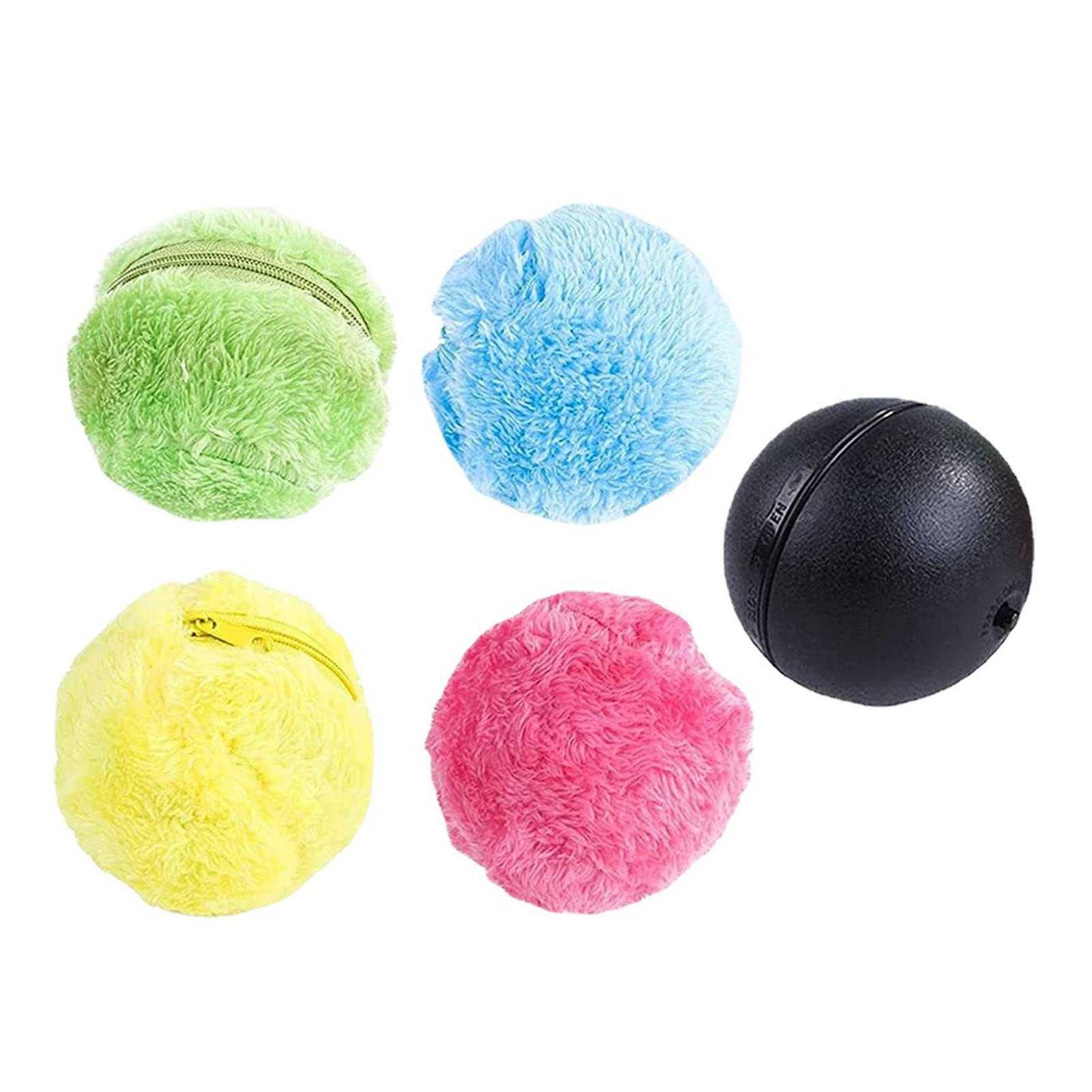 Electric Pet Ball Toy with Plush Cover Active Rolling Ball Interactive Fun Pet Energy Release Ball for Puppy Cat Dogs 1 Ball 4 cover