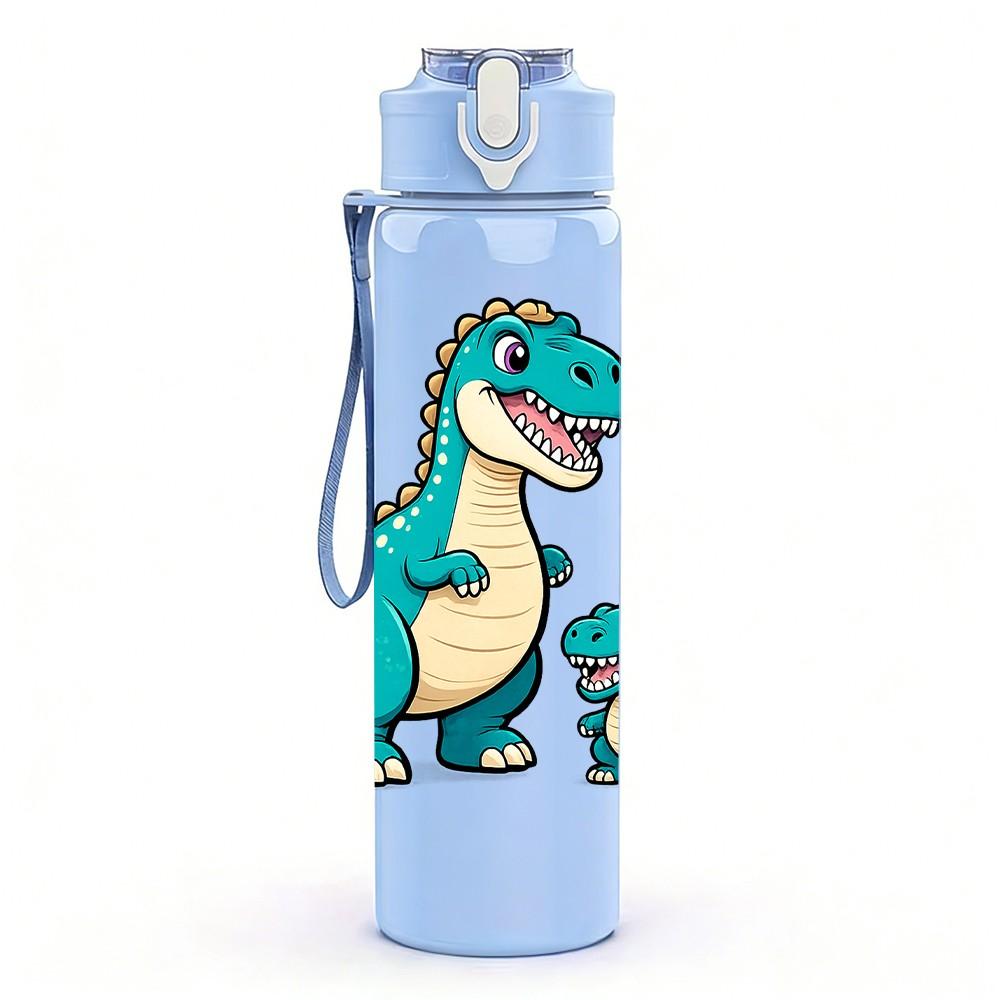 1PC Parent Kid Dinosaur Cartoon 750ml Color Plastic Sports Water Bottle Leakproof Flip Straw Lid Suitable for Sports Office Home Use
