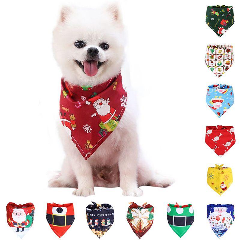 Charming Christmas Dog Bandana Reversible Triangle Bibs Scarf For Large Pets