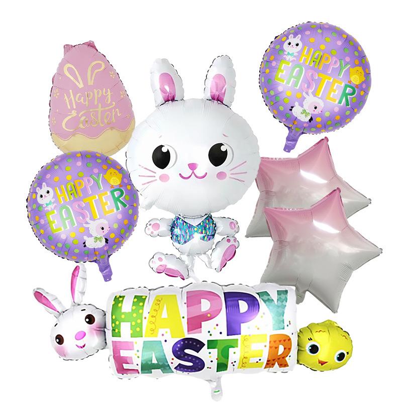Easter Aluminum Film Balloon Set, Rabbit Egg, Radish Aluminum Film Festival, Photo Party Decoration Props