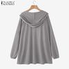 ZANZEA Women Casual V-Neck Long Sleeve Autumnn Pullover Thin Hoodies
