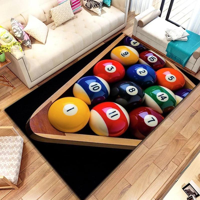 3D Colorful Snooker Billiard Carpet Ball Sports Carpets for Living Room Bedroom Decor Floor Rug Bathroom Area Non-Slip Door Mat
