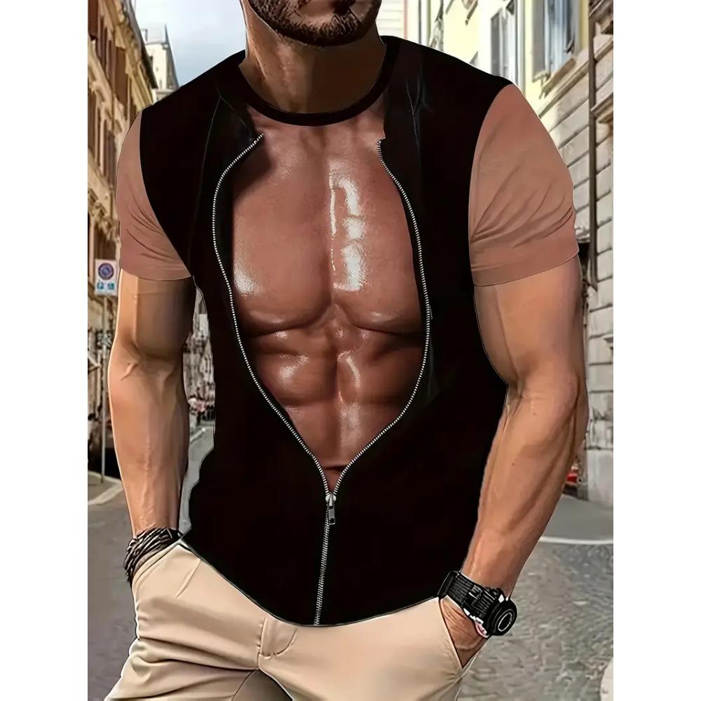 3d Print T Shirt For Men Funny Chest Hair Muscle Ugly Tee Tops Summer Short Sleeve Causal Men's Tshirts Streetwear Harajuku Tops