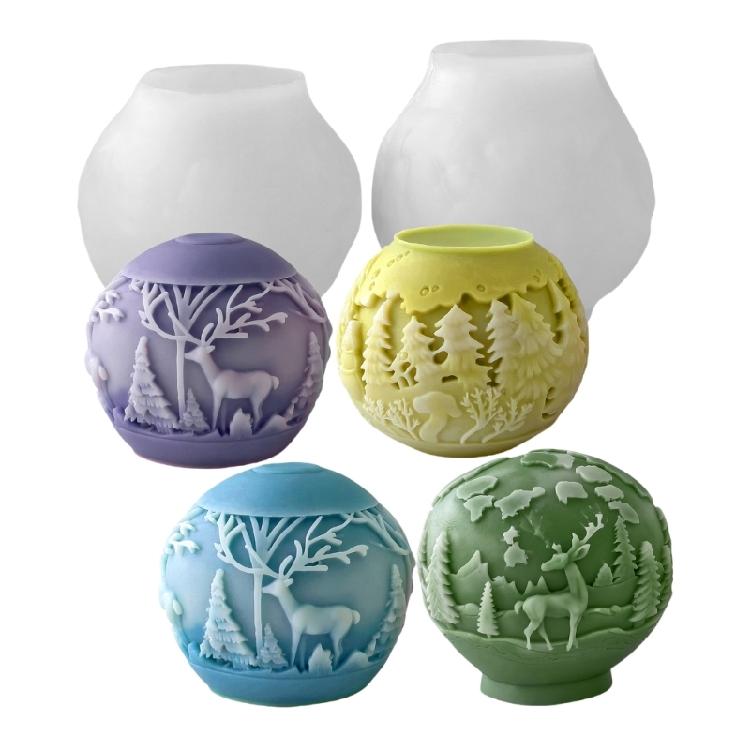 Festives Silicone Craft Christmasl Ball Mold Multipurpose Holiday Decorations And DIY Candle Soap Making Supplies