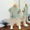 Completo Estivo da Ragazzo a Maniche Corte Stile Cinese per Bambini Hanbok Bello Completo Tang Cotone Lino Sezione Sottile di Abbigliamento Antico