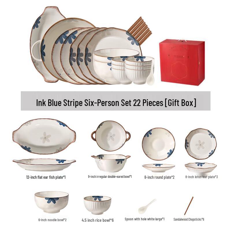 Naijiang Underglaze Ceramic Chinese Dinnerware Set