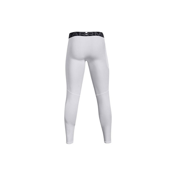 Under Armour HeatGear Compression Solid Fitted Workout Pants Men Bottoms White 1361586-100
