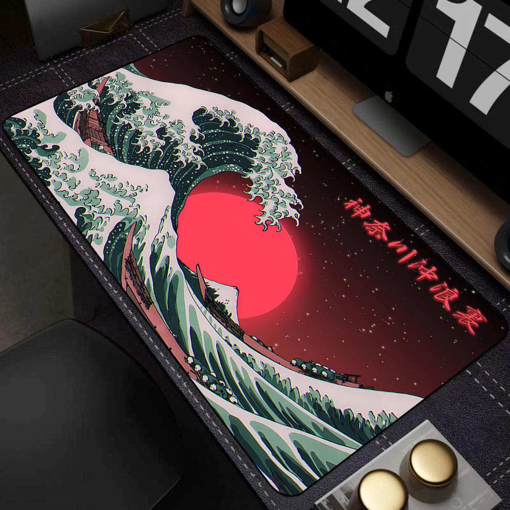 Pad NonSlip Carpet Natural Rubber Big Mouse Mats x Mouse Pad Gamer Black Great Wave Art Mousepad XXL Mechanical Keyboard
