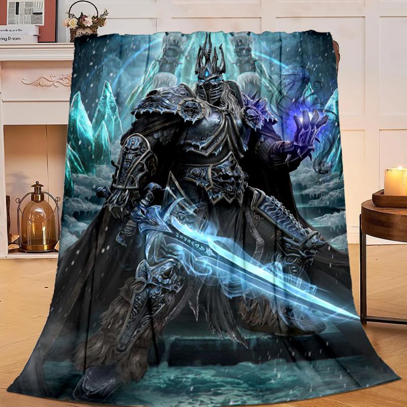1PC Game Warcraft Darkness Warrior Flannel Blanket Gift, Suitable for Both Men And Women, Soft Ideal for Beds And Sofa, Birthday Or Christmas Gift